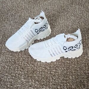 White and Black Patterned Sneakers